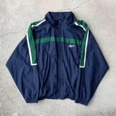 Reebokリーボック90sナイロンジャケット古着オーバーサイズXXLネイビー緑