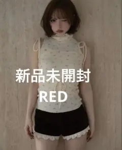 andmary Rosie flower knit tops レッド - メルカリ