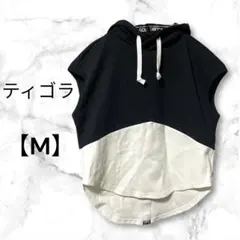 ティゴラ　ゴルフウェア トレーナー 秋 冬 バイカラー ストレッチ半袖パーカーM