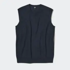 ユニクロ ウォッシャブルクルーネックベスト メンズ M ネイビー