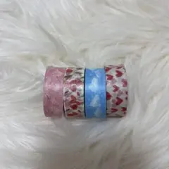 マスキングテープ 4個セット 花柄・ハート柄・雲柄