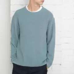 グリーンレーベルリラクシング ブークレ クルーネックニット ライトブルー S