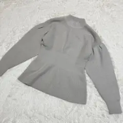 ラグナムーン　長袖 ペプラムニット グレー