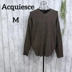 ネバーアクイエス Ｖネック ニット M ゆるだぼ こげ茶　ブラウン