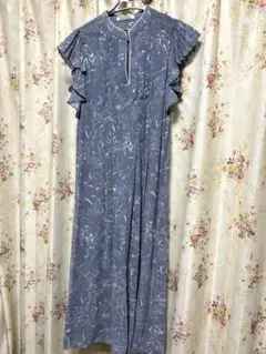 スナイデル　マーブルフラワー柄ワンピース　ブルー　0サイズ