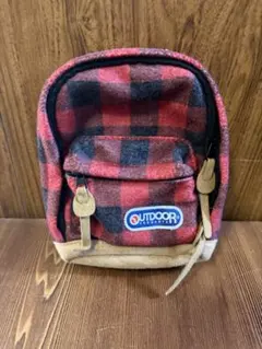 OUTDOOR PRODUCTS チェック柄 ミニポーチ カラビナ付きのサムネイル