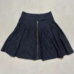 LEIFSDOTTIR プリーツスカート 2 ネイビー ゴールドジップ 레트로