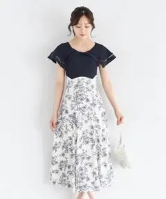 ビックカラーバックレースアップドッキングワンピース