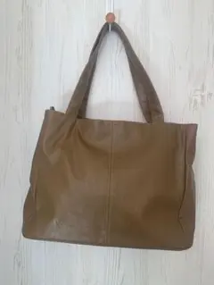 ブラウン トートバッグソフトレザー風