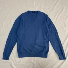 UNIQLO ユニクロ　Vネック　セーター　ニット　青　ブルー　M 綿100 ％
