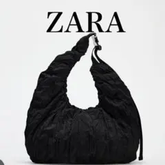 美品　ZARA オーバルハンドバッグ　ショルダーバッグ　ハンドバッグ ブラックのサムネイル