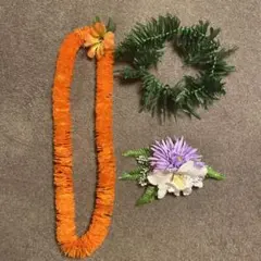 美品　フラダンス用レイ髪飾り3点セット