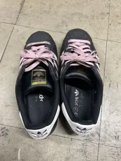 adidas SUPERSTAR ブラック/ホワイト ピンクシューレース - メルカリ