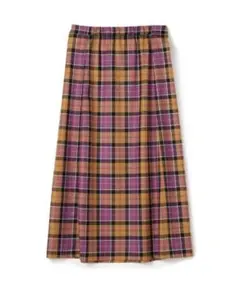 美品　macphee ウールブライトチェック　ギャザーロングスカート