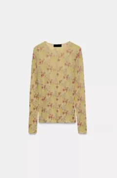 ZARA フローラルプリントニットトップス Lサイズのサムネイル