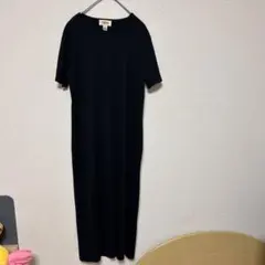 タルボット　半袖ニットワンピース　S ロング丈　黒　ブラック　ロングワンピース