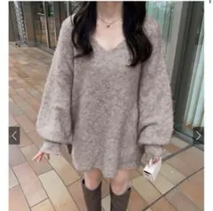 GRL グレイル ウール混ネックニットトップス グレージュ