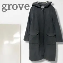 n3【グローブ】コート/フード 黒 着回し カジュアル シンプル 人気 細見え