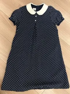 値下げ　定番 ファミリア ネイビー ドット柄 半袖ワンピース　大人気柄