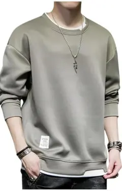 トレーナー メンズ 重ね着風 トップス スウェット　秋服　春服 私服 レイヤード