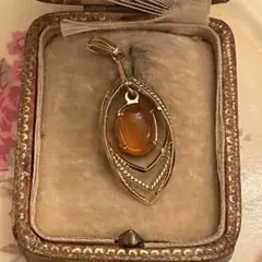 ヴィンテージ　シトリン　天然石　金色　ペンダント　ヘッド　トップ　ネックレス