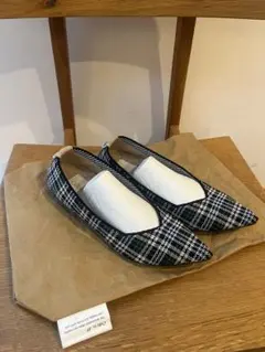 未使用級✨Offen オッフェン ニット フラットシューズ バレエ ネイビー