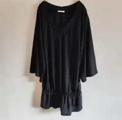COLZA Vネック チュニック 黒 サイズL ワンピ丈 シンプル ゆったり