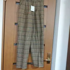 レディース　チェック　タックパンツ