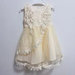 花刺繍ベビードレス 【80】 オフオワイト
