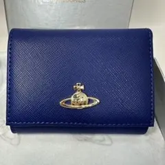【新品！人気】Vivienne Westwood 折財布 青 シンプル がま口