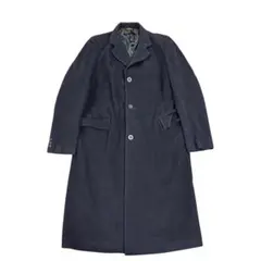 7W9 チェスターコート　ロングコート　ネイビー　クラシカル　カシミヤ混　古着