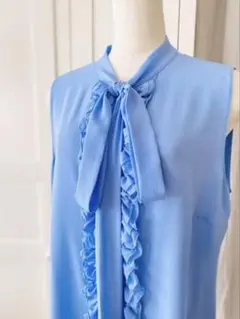 リボンディティールイレヘムシャツワンピース ブルー Sサイズ dazzlin 