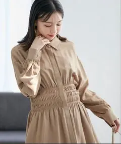 未使用品 VIS ビス 長袖シャツ ウエストシャーリングブラウス ベージュ 春夏