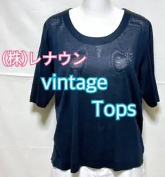 レナウン　麻混トップス　Tシャツカットソー　涼やかネイビートップス　マリンヨットのサムネイル