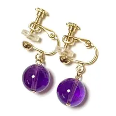 【Rtav】天然石 AAA アメジスト 紫水晶 10mm イヤリング