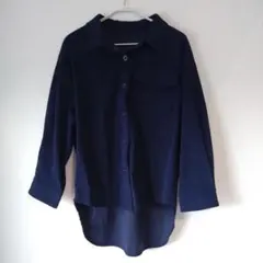 ネイビー コーデュロイ ボタンシャツ