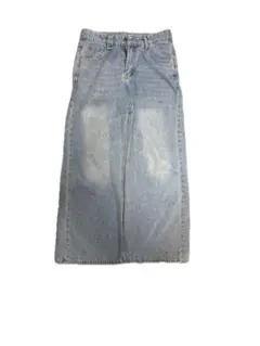 no brand ライトブルーデニム バギーストレートパンツ