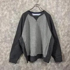 ジ*ン様 トミーヒルフィガー スウェット XL ラグラン 配色切替 刺繍ロゴ グ