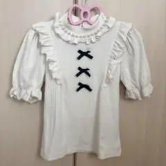 Ank Rouge 半袖 トップス ホワイト アンクルージュ リボン フリル