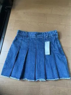 Women デニムローウエスト　プリーツミニスカートQ