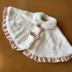 petit main フリル付きベビーポンチョ