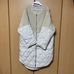 スコットクラブ系ベージュ キルティング ボア ロングコート