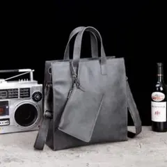 レザートートバッグ(合皮) ビジネスバッグ　ショルダートートバッグ【新品】