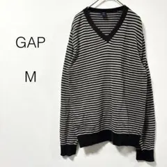【ギャップ】GAP セーター ニット 長袖 ボーダー Vネック コットン M