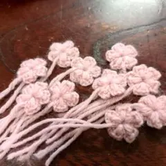 花モチーフ 10枚set 淡いピンクのもふもふ小花 ハンドメイド