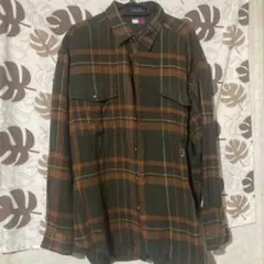 トミーヒルフィガー　ネルシャツ　ブラウン