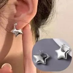 スター ピアス シルバー 星 ぷっくり メタル 艶 キャッチレス スターモチーフ