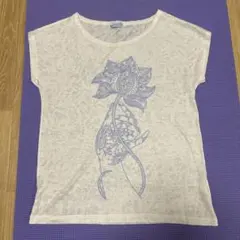 ヨガTシャツ 花柄プリント Tシャツ　サイズフリー
