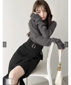 グレイル　サムホール付きロングスリーブニットトップス[k9206d] チャコール