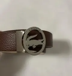 LACOSTE シルバーサークルバックルベルト ブラウン　牛革のサムネイル